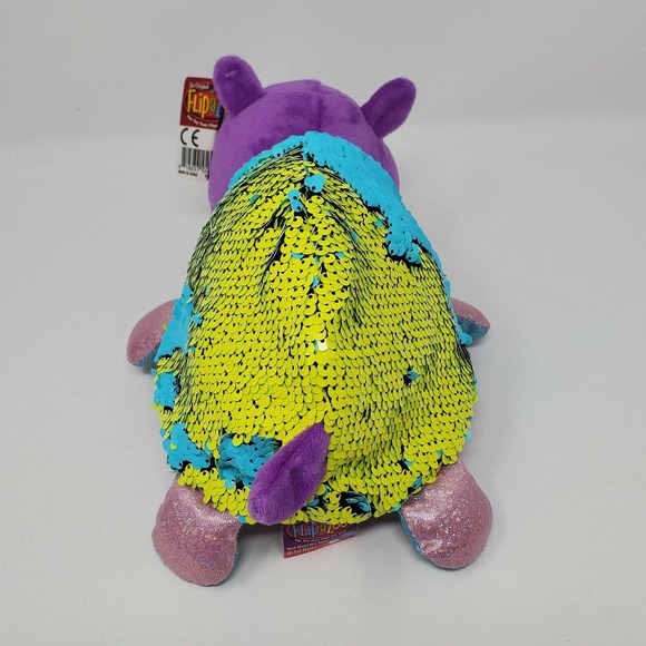 Flipazoo Plush Stuffed Animal 13" Hetal Hippo Janika Giraffe Sequin Reversible - Picture 7 of 11